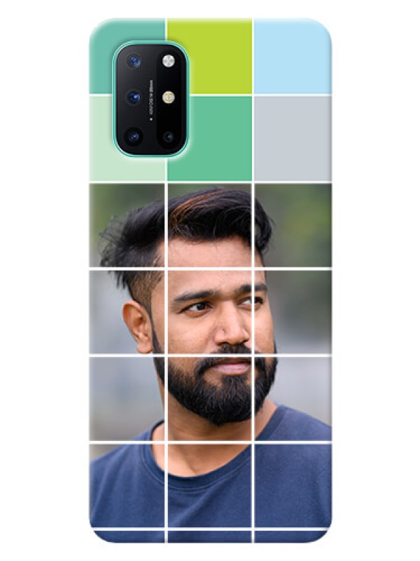 Custom OnePlus 8T personalised phone covers with white box pattern 