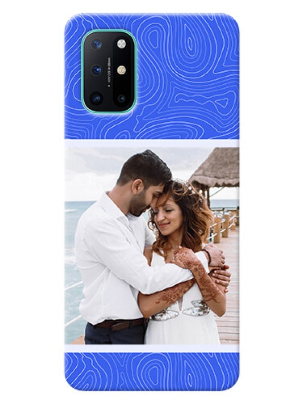 Custom OnePlus 8T Mobile Back Covers: Curved line art with blue and white Design
