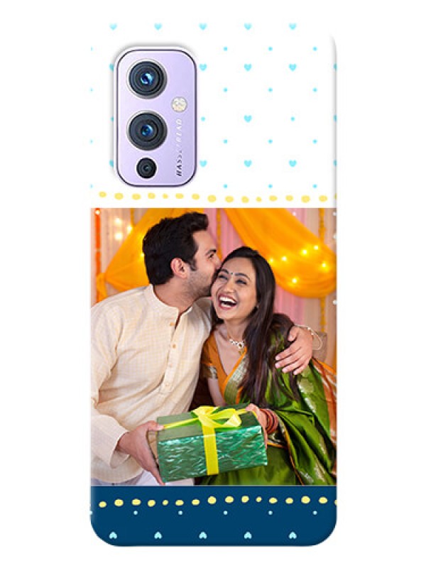 Custom OnePlus 9 5G Phone Covers: White and Blue Abstract Design