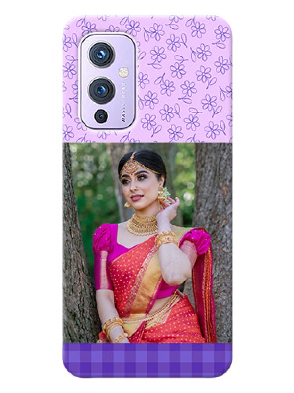 Custom OnePlus 9 5G Mobile Cases: Purple Floral Design