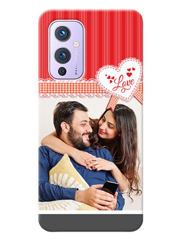 Custom OnePlus 9 5G phone cases online: Red Love Pattern Design