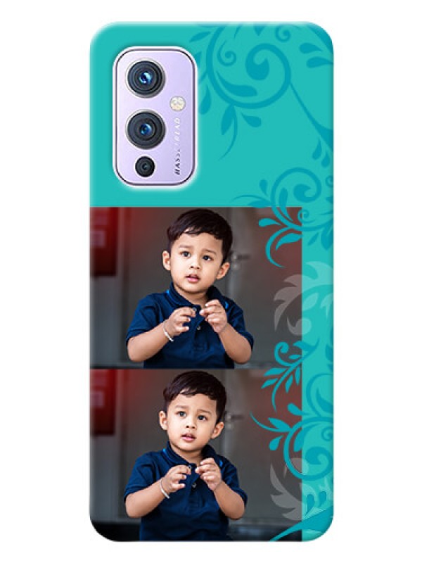 Custom OnePlus 9 5G Mobile Cases with Photo and Green Floral Design 