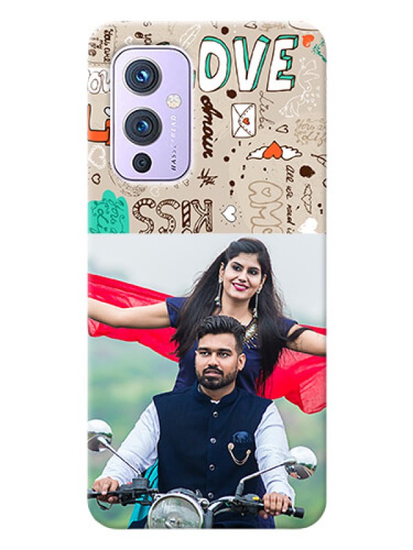Custom OnePlus 9 5G Personalised mobile covers: Love Doodle Pattern 