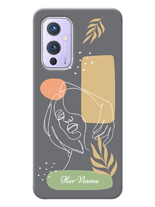 Custom OnePlus 9 5G Phone Back Covers: Gazing Woman line art Design
