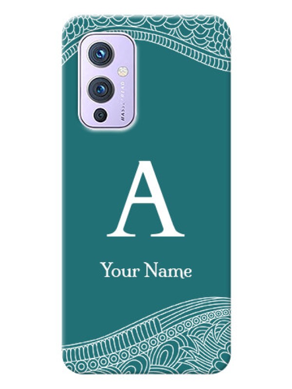 Custom OnePlus 9 5G Mobile Back Covers: line art pattern with custom name Design