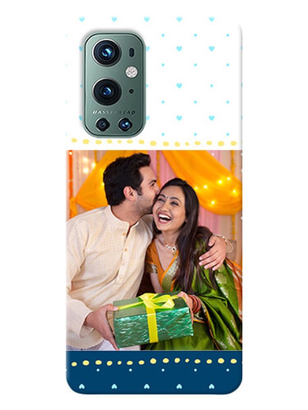 Custom OnePlus 9 Pro 5G Phone Covers: White and Blue Abstract Design