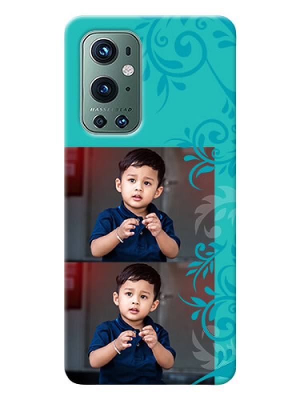 Custom OnePlus 9 Pro 5G Mobile Cases with Photo and Green Floral Design 