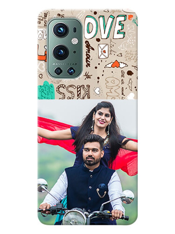Custom OnePlus 9 Pro 5G Personalised mobile covers: Love Doodle Pattern 