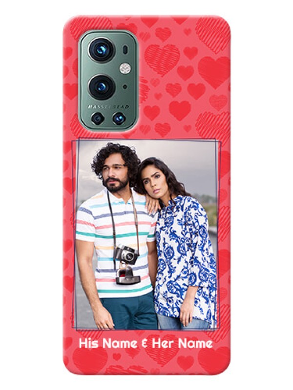 Custom OnePlus 9 Pro 5G Mobile Back Covers: with Red Heart Symbols Design