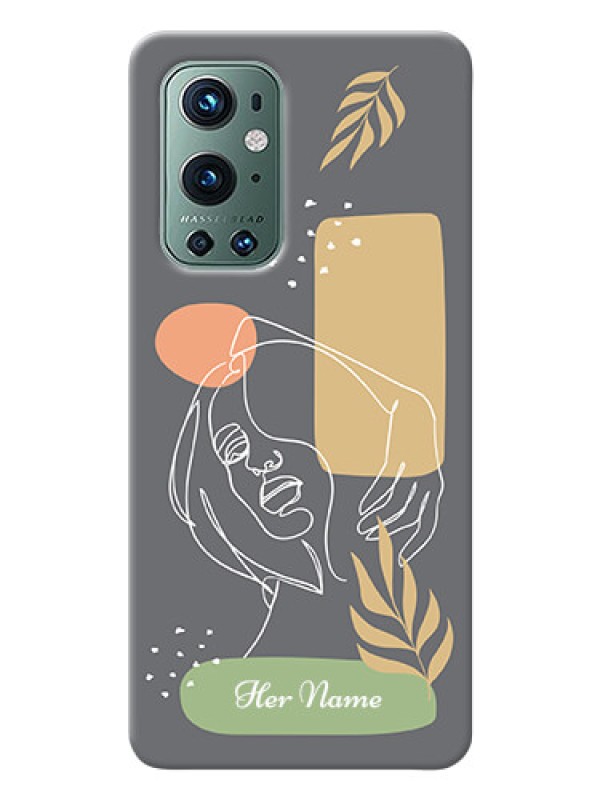 Custom OnePlus 9 Pro 5G Phone Back Covers: Gazing Woman line art Design