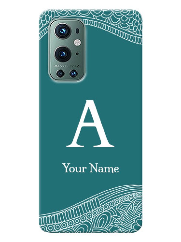 Custom OnePlus 9 Pro 5G Mobile Back Covers: line art pattern with custom name Design