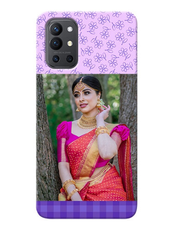 Custom OnePlus 9R 5G Mobile Cases: Purple Floral Design