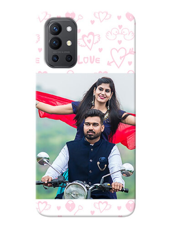 Custom OnePlus 9R 5G personalized phone covers: Pink Flying Heart Design