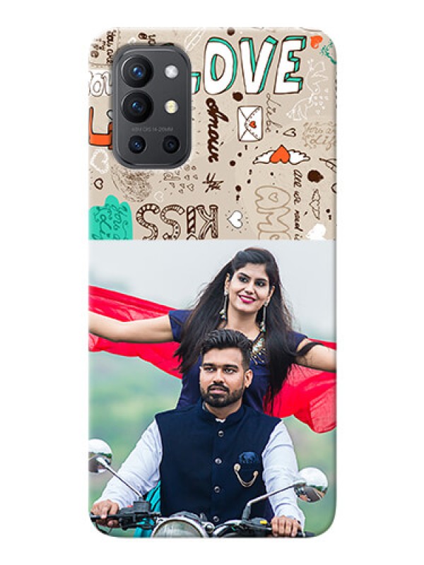 Custom OnePlus 9R 5G Personalised mobile covers: Love Doodle Pattern 