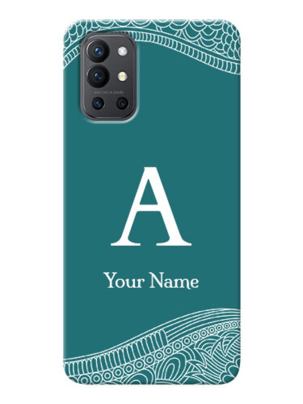Custom OnePlus 9R 5G Mobile Back Covers: line art pattern with custom name Design