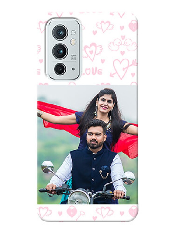 Custom OnePlus 9RT 5G personalized phone covers: Pink Flying Heart Design