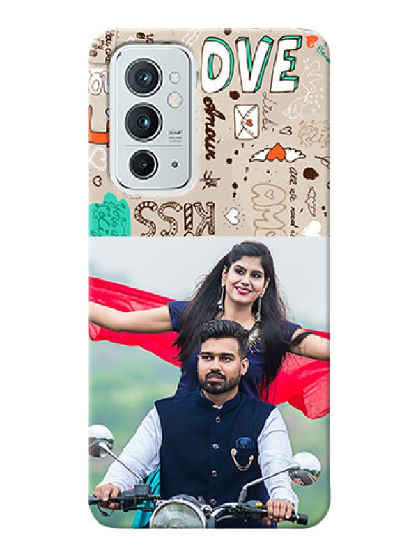Custom OnePlus 9RT 5G Personalised mobile covers: Love Doodle Pattern 