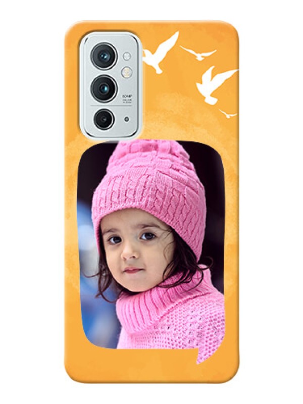 Custom OnePlus 9RT 5G Phone Covers: Water Color Design with Bird Icons
