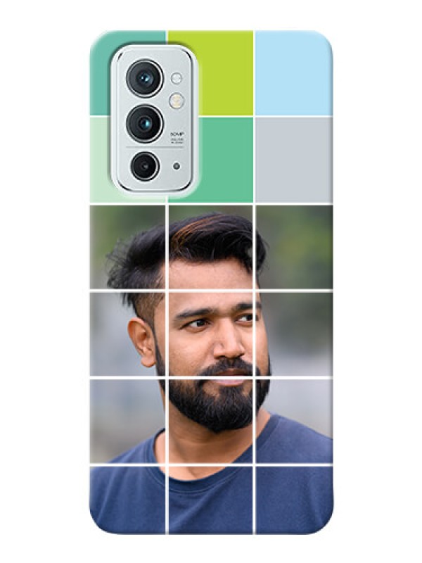 Custom OnePlus 9RT 5G personalised phone covers with white box pattern 