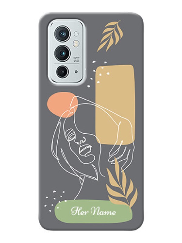 Custom OnePlus 9Rt 5G Phone Back Covers: Gazing Woman line art Design