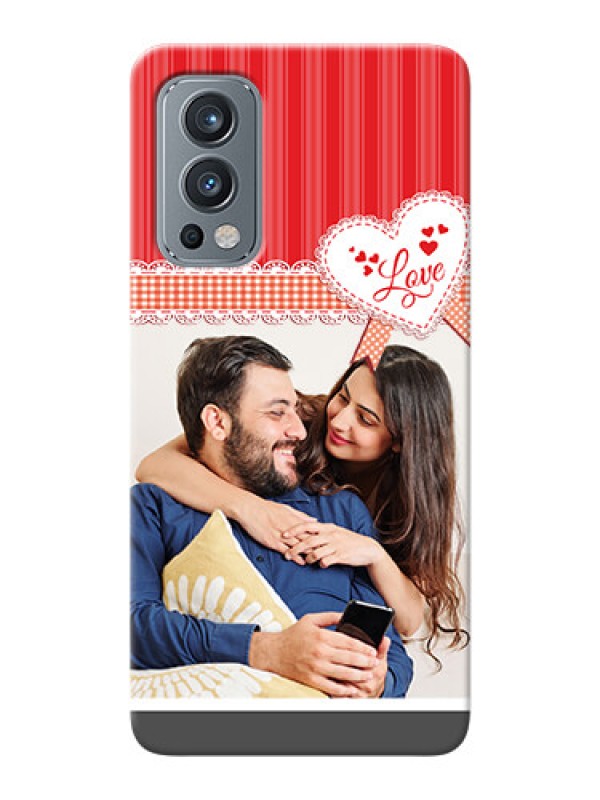 Custom OnePlus Nord 2 5G phone cases online: Red Love Pattern Design