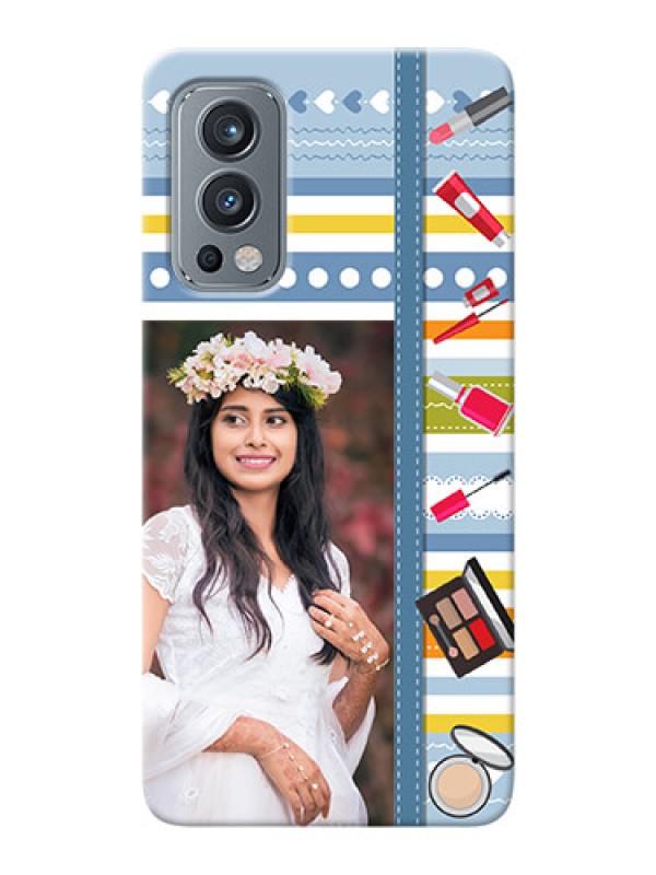 Custom OnePlus Nord 2 5G Personalized Mobile Cases: Makeup Icons Design