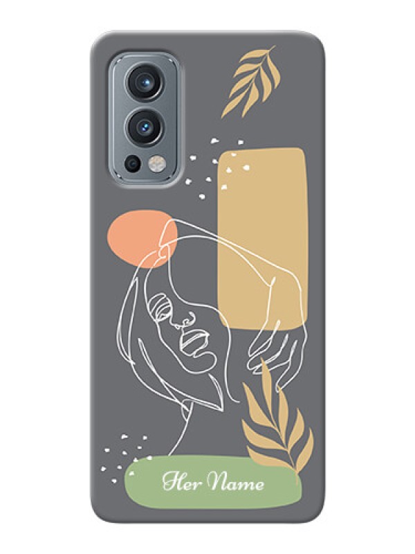Custom OnePlus Nord 2 5G Phone Back Covers: Gazing Woman line art Design