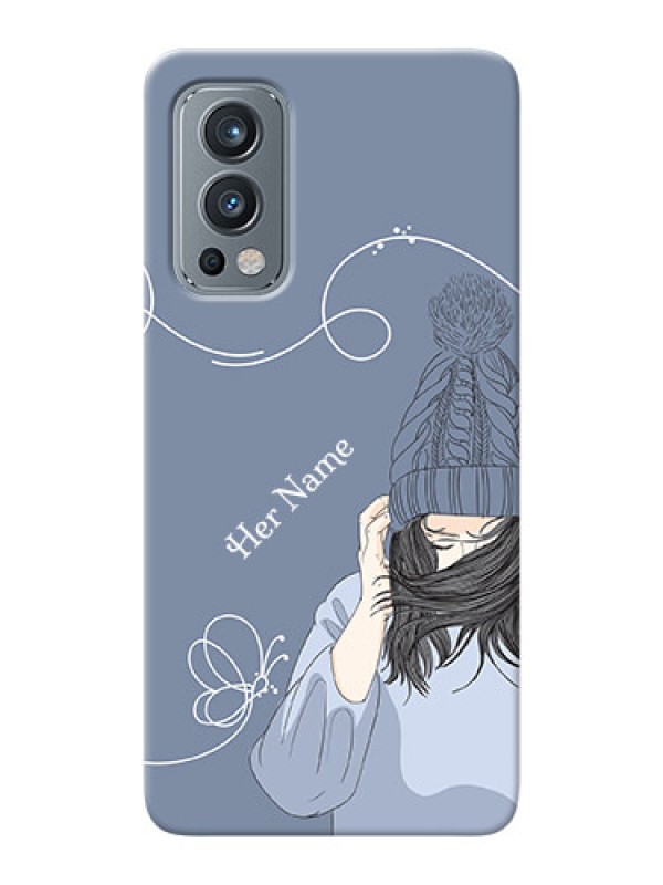 Custom OnePlus Nord 2 5G Custom Mobile Case with Girl in winter outfit Design