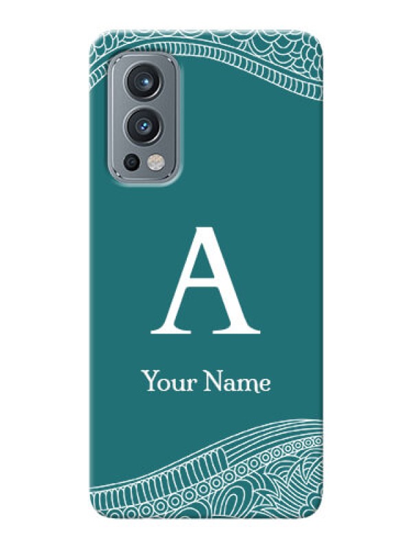 Custom OnePlus Nord 2 5G Mobile Back Covers: line art pattern with custom name Design