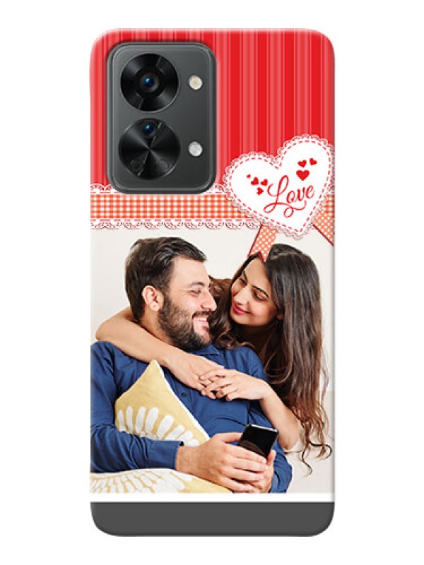 Custom Nord 2T 5G phone cases online: Red Love Pattern Design