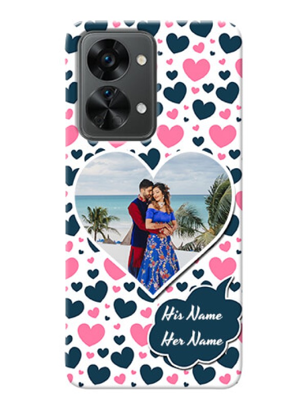Custom Nord 2T 5G Mobile Covers Online: Pink & Blue Heart Design