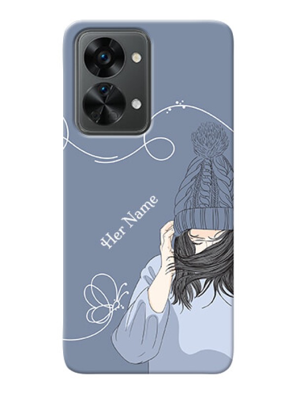 Custom OnePlus Nord 2T 5G Custom Mobile Case with Girl in winter outfit Design
