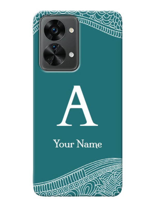 Custom OnePlus Nord 2T 5G Mobile Back Covers: line art pattern with custom name Design