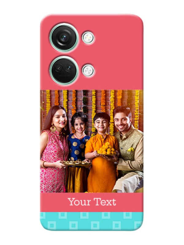 Custom OnePlus Nord 3 5G Mobile Back Covers: Peach & Blue Color Design