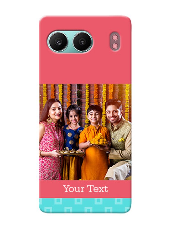 Custom OnePlus Nord 4 5G Mobile Back Covers: Peach And Blue Color Design