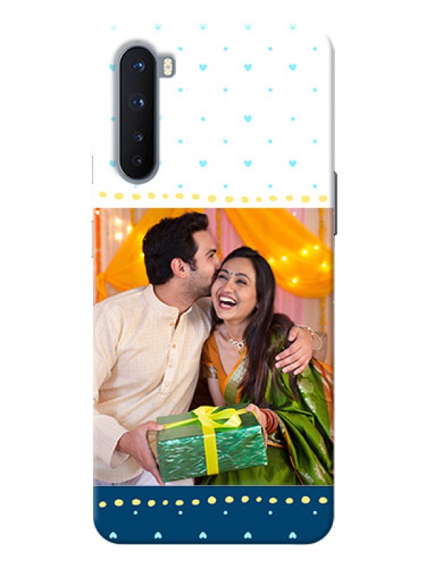 Custom OnePlus Nord Phone Covers: White and Blue Abstract Design