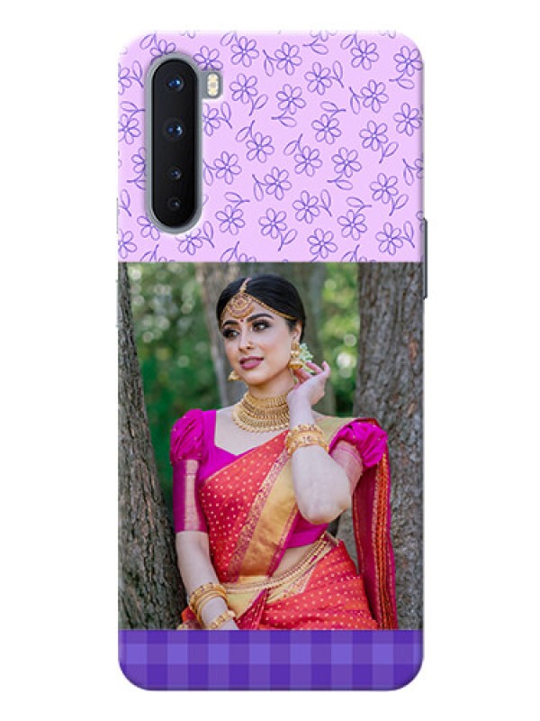 Custom OnePlus Nord Mobile Cases: Purple Floral Design