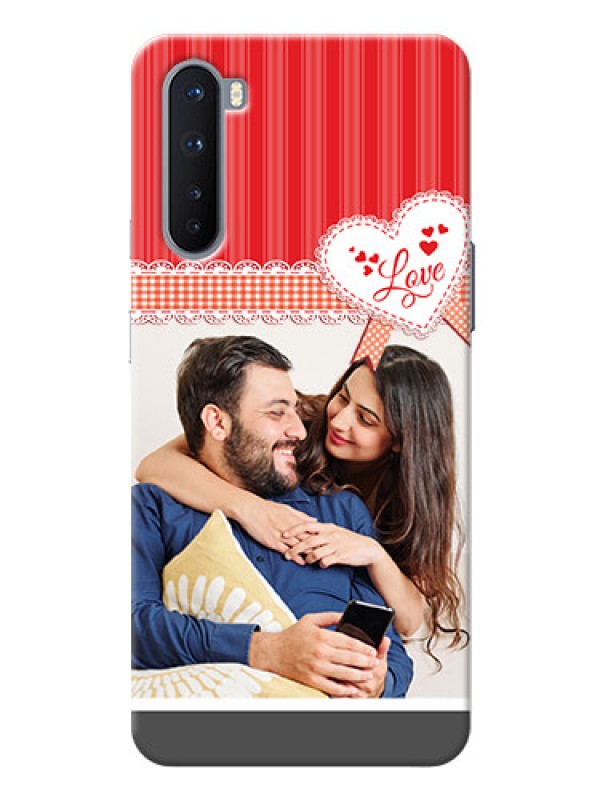 Custom OnePlus Nord phone cases online: Red Love Pattern Design