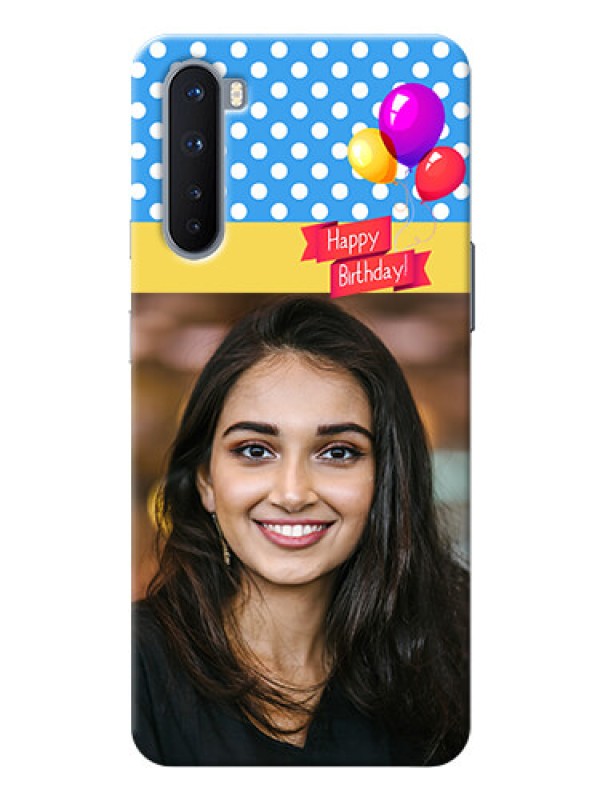 Custom OnePlus Nord custom mobile back covers: Happy Birthday Design