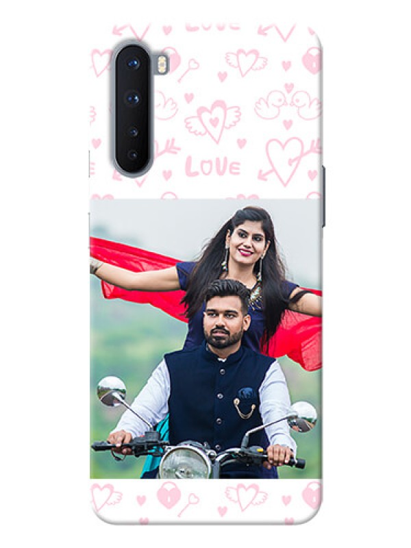 Custom OnePlus Nord personalized phone covers: Pink Flying Heart Design