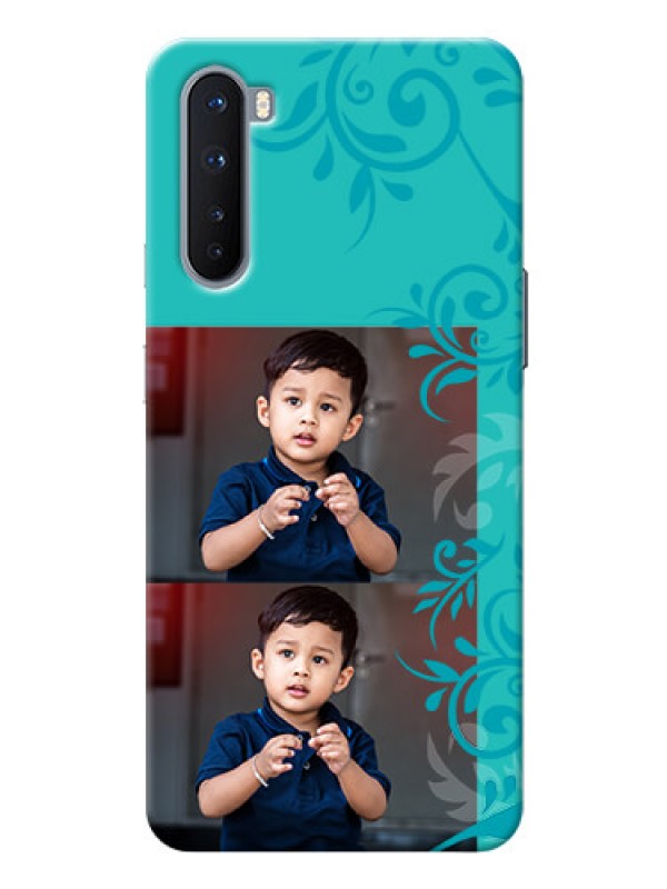 Custom OnePlus Nord Mobile Cases with Photo and Green Floral Design 