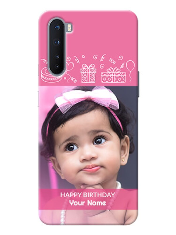 Custom OnePlus Nord Custom Mobile Cover with Birthday Line Art Design