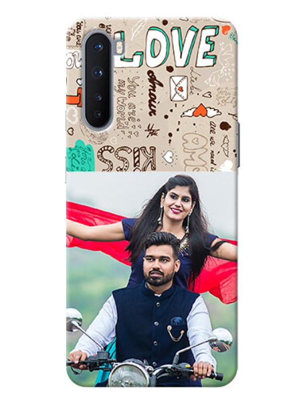 Custom OnePlus Nord Personalised mobile covers: Love Doodle Pattern 