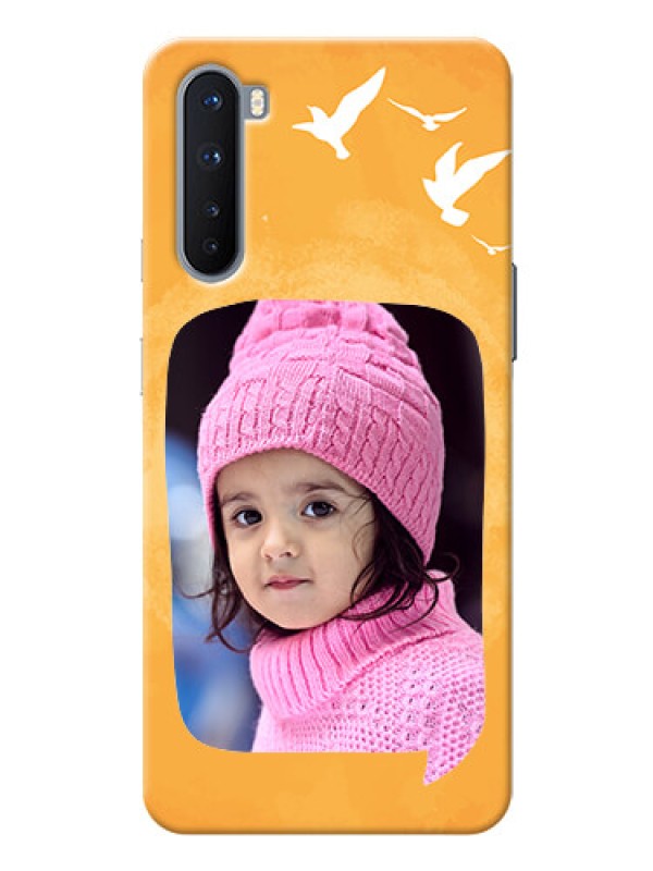 Custom OnePlus Nord Phone Covers: Water Color Design with Bird Icons