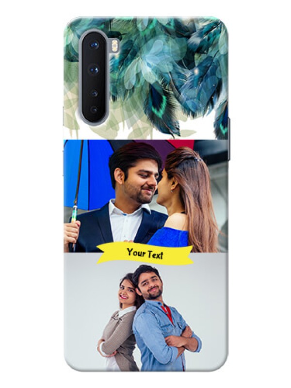 Custom OnePlus Nord Phone Cases: Image with Boho Peacock Feather Design