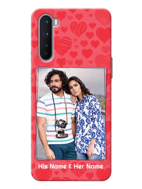 Custom OnePlus Nord Mobile Back Covers: with Red Heart Symbols Design