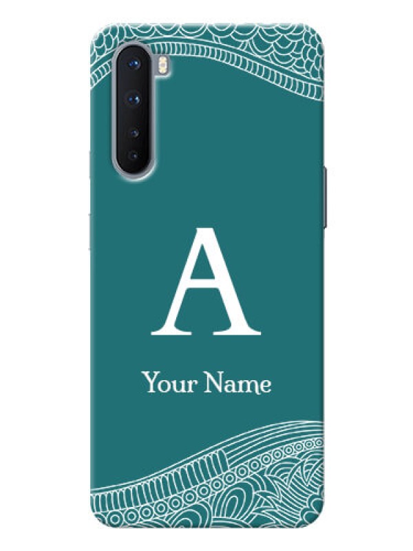 Custom OnePlus Nord 5G Mobile Back Covers: line art pattern with custom name Design