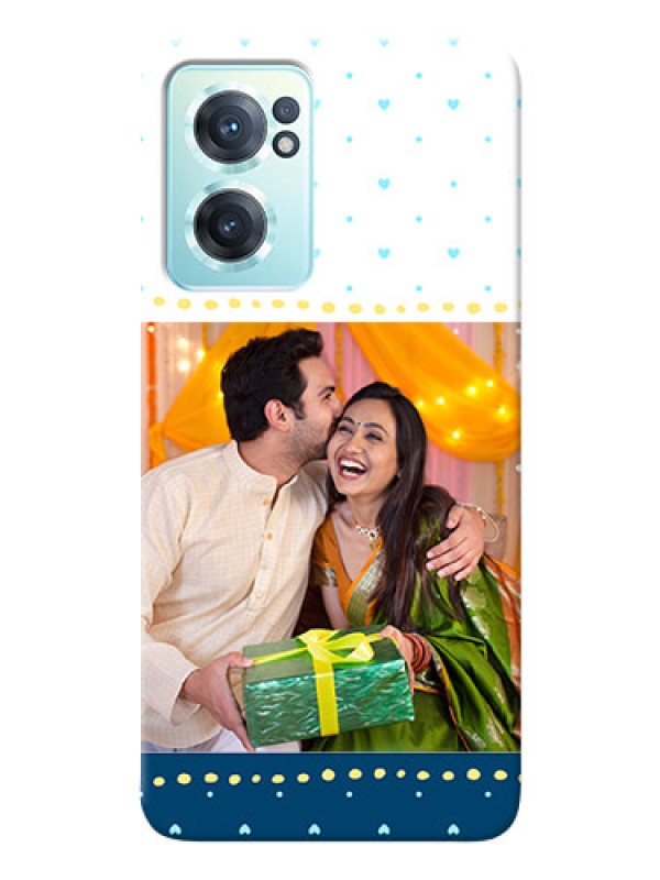 Custom Nord CE 2 5G Phone Covers: White and Blue Abstract Design