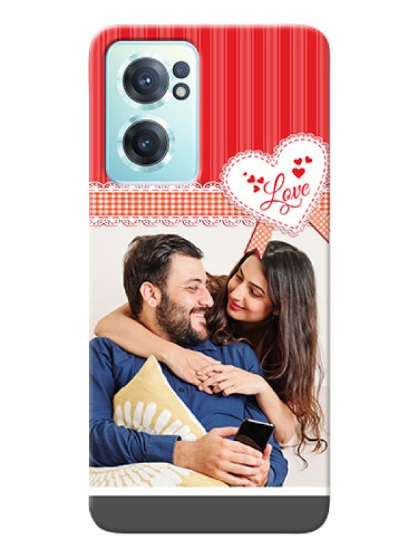 Custom Nord CE 2 5G phone cases online: Red Love Pattern Design