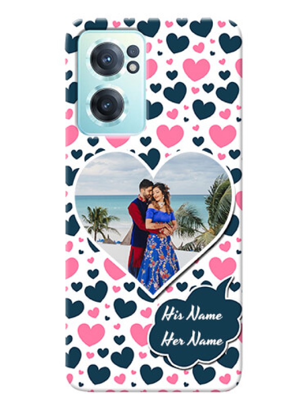 Custom Nord CE 2 5G Mobile Covers Online: Pink & Blue Heart Design